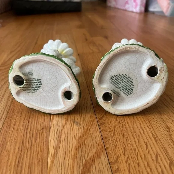 Hand painted Spring White Bunny Ceramic Candle holder Easter Bunny Crackle Paint - Picture 11 of 11